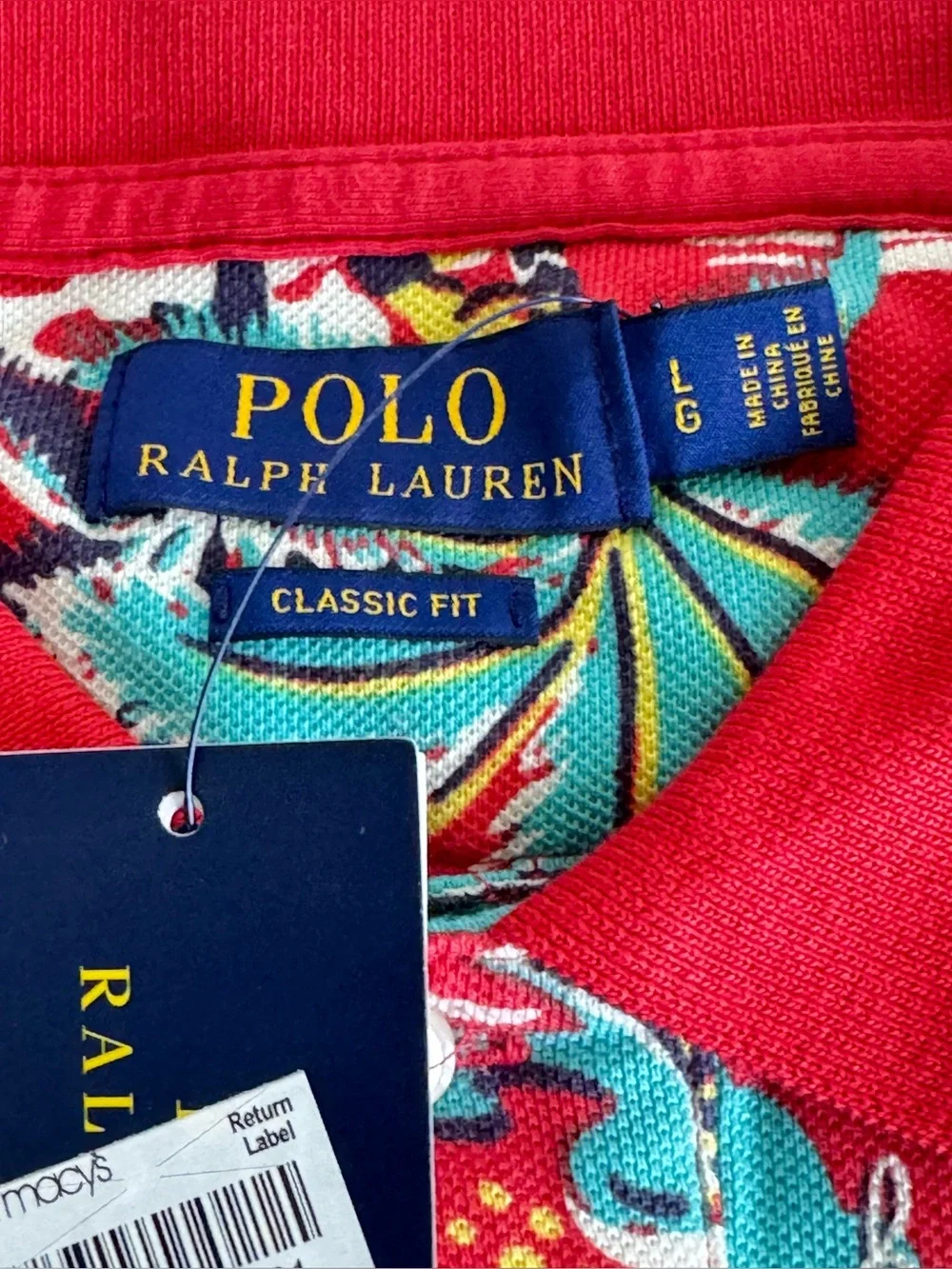 NWT Polo Ralph Lauren Aloha Tropical Print Polo Shirt Red Men’s L Classic Fit - Picture 4 of 12